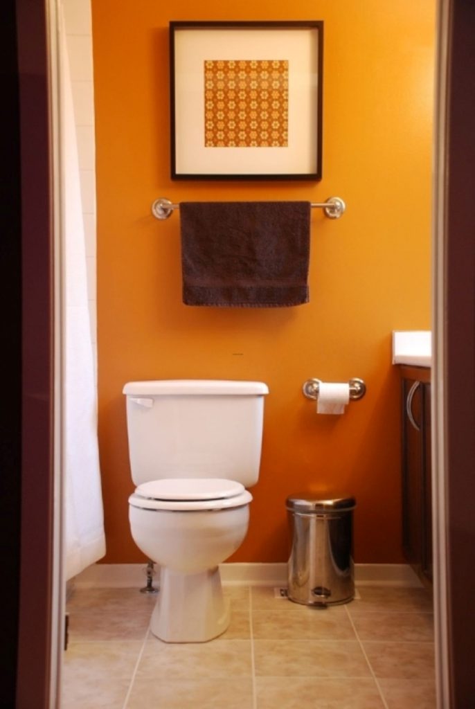 colour-also-creative-small-wall-mounted-toilet-holder-simple-bathroom-decorating-vibrant-orange-ideas-plus-two-piece-and-stainless-steel-trash-can